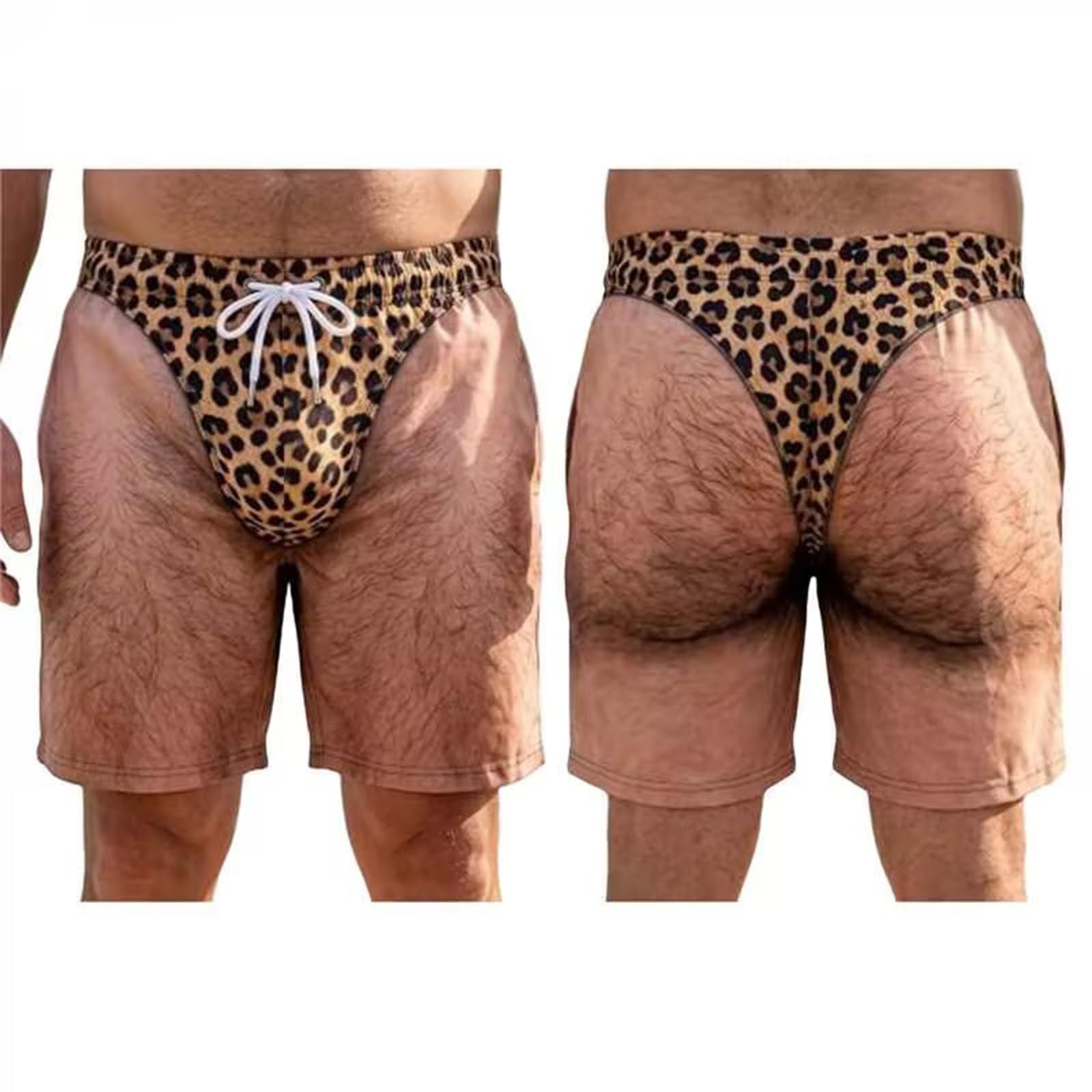 Funny Swimming Shorts Men 3D Hairy Butt Graphic Swim Trunks Pool Party Gift