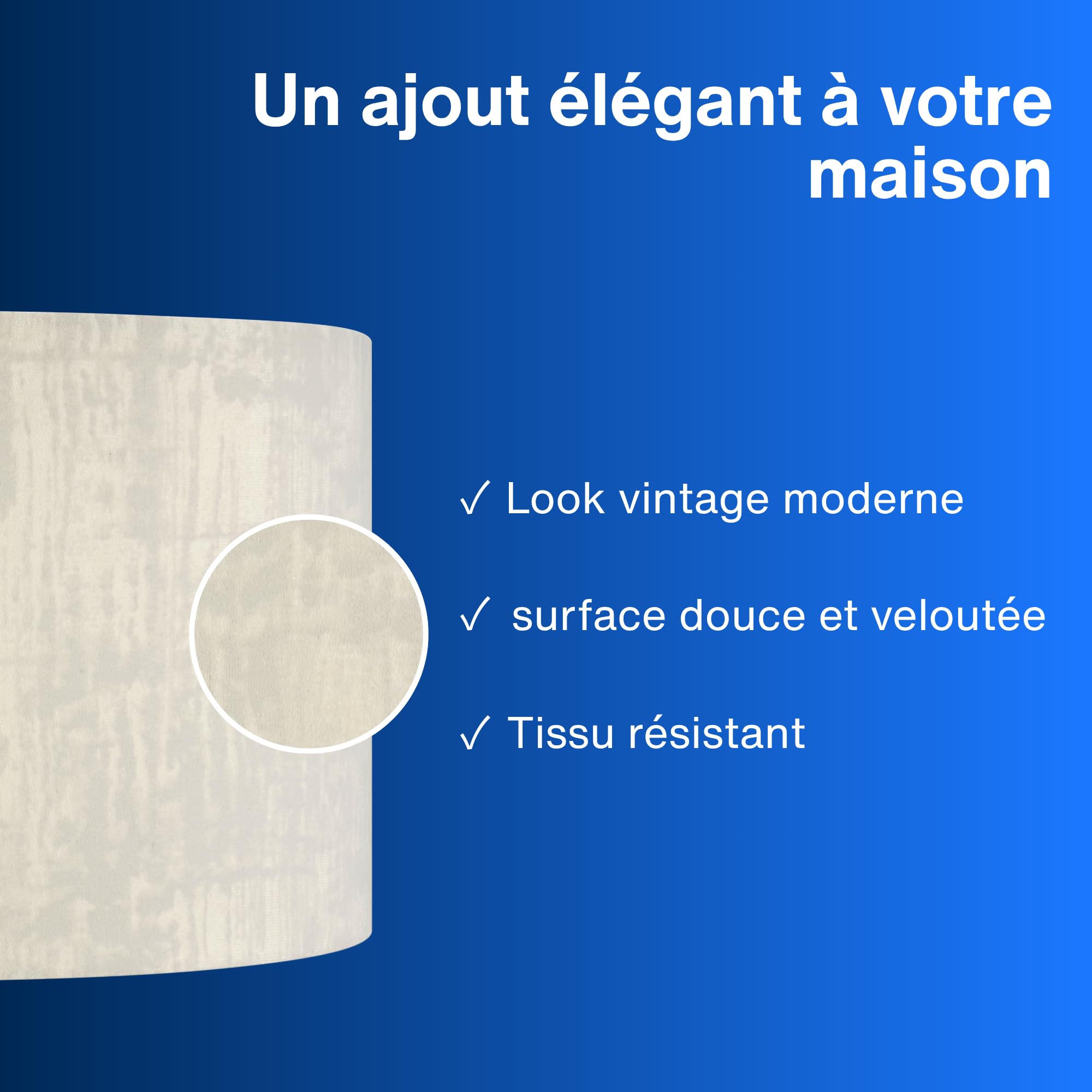 REV Abat-jour rond vintage en coton de haute qualité, diamètre 42 cm, abat-jour de rechange pour suspension et lampadaire, culot E27, blanc arctique