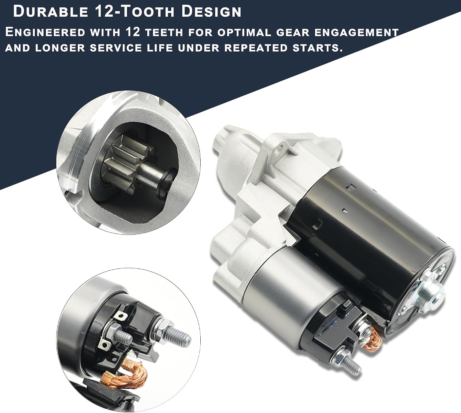 55576954 Starter Motor Compatible with Chevrolet Cruze 2011-2016 Sonic 2012-2015 Trax 2013-2015 ENCORE 2013-2016 L4 1.4L 12V 1.1KW 12 Teeth Clockwise Replaces OE 1036501