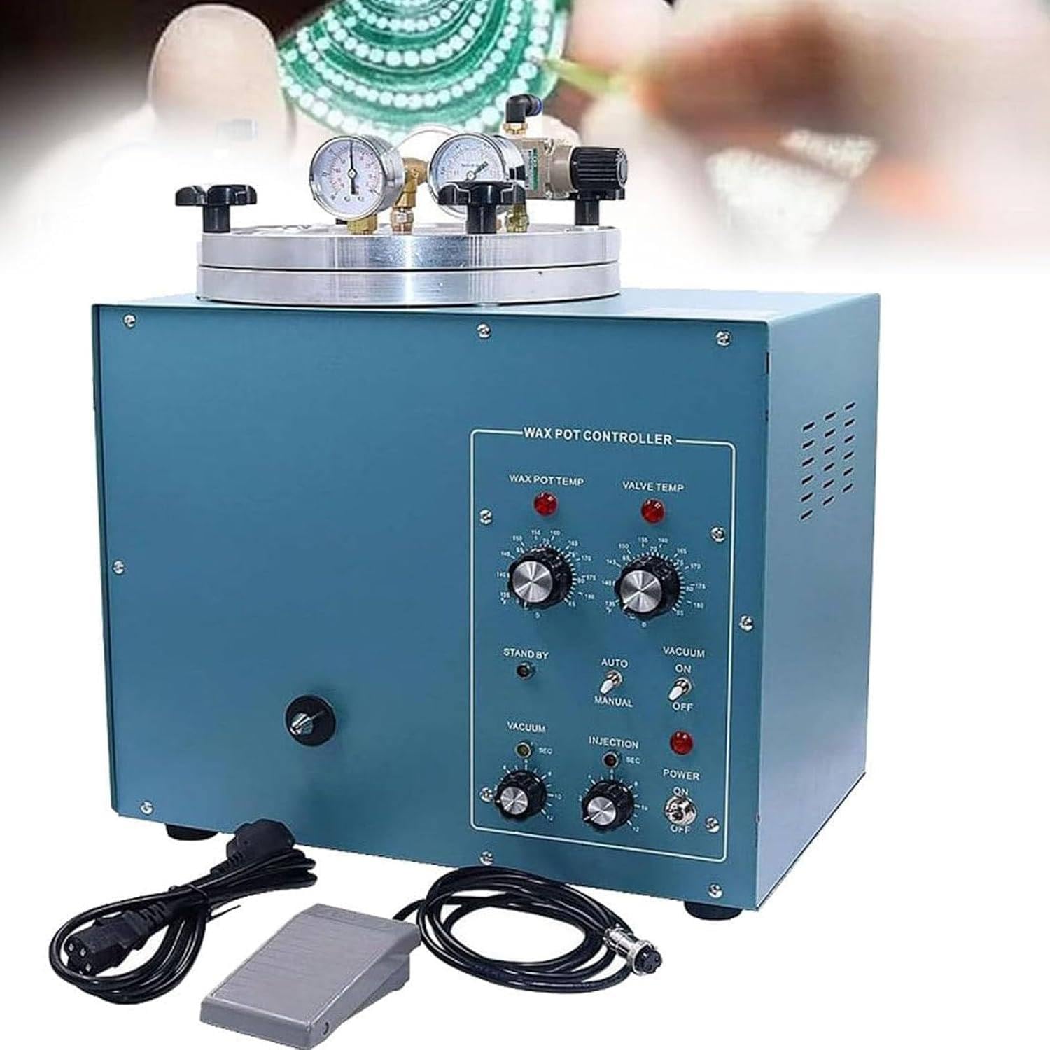 ByBoDi Wax Injector,Automatic/Manual/Foot Pedal Wax Casting Machine Wax Melting Furnace Jewelry Casting Tools Adjustable TEM 55℃-85℃ Casting Wax Injection Machine for Jewelry