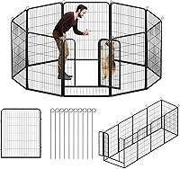 Vista 14 de Corralito para perros, 40 pulgadas de altura, 38 paneles de valla resistente para perros con puerta, corral de ejercicio antioxidante para perros