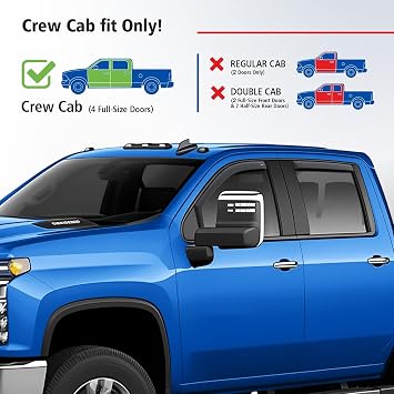 Goodyear Shatterproof in-Channel Window Deflectors for Chevy Silverado/Sierra 2500HD/3500HD 2020-2026 Crew Cab, Rain Guards, Window Visors for Cars, Vent Deflector, Car Accessories, 4 pcs - GY007746