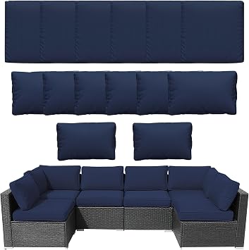 CALBODE 14Piece Outdoor Sofa Cushion Cover Replacement Outdoor Chair Cushions Covers with Zipper Waterproof Anti-Fading for Patio Conversation Sectional Set, Covers Only 25.6 * 25.6Inch Navy Blue