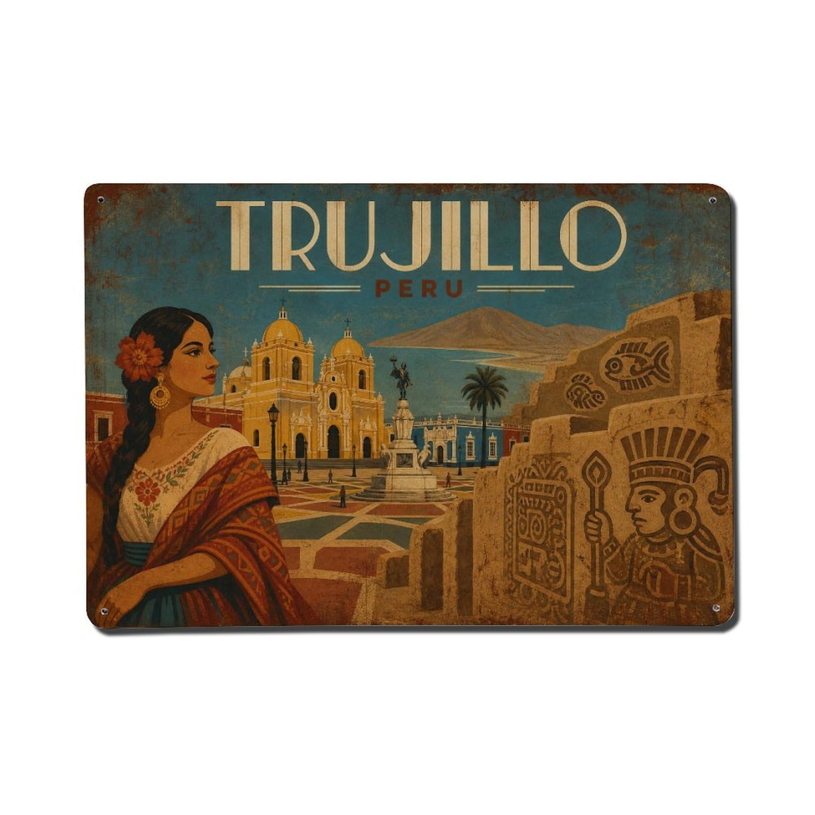 Travel Retro Peru Trujillo Metal Tin Sign