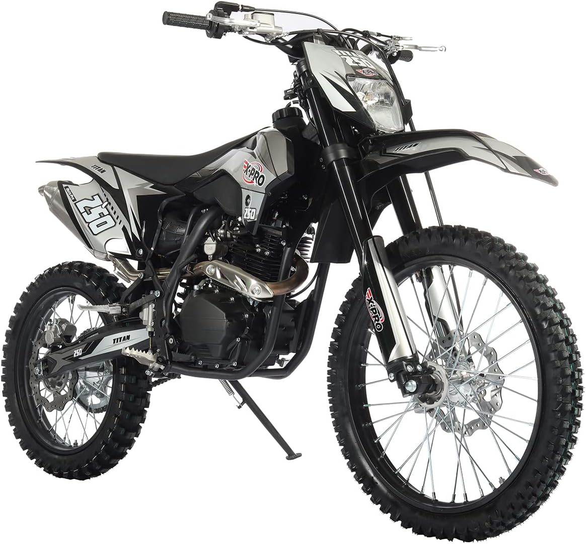 - X-PRO 250cc Dirt Bike with LED Light Zongshen Engine Pit Bike Gas Dirt Bikes Adult Pitbike, Big 21"/18" Wheels!