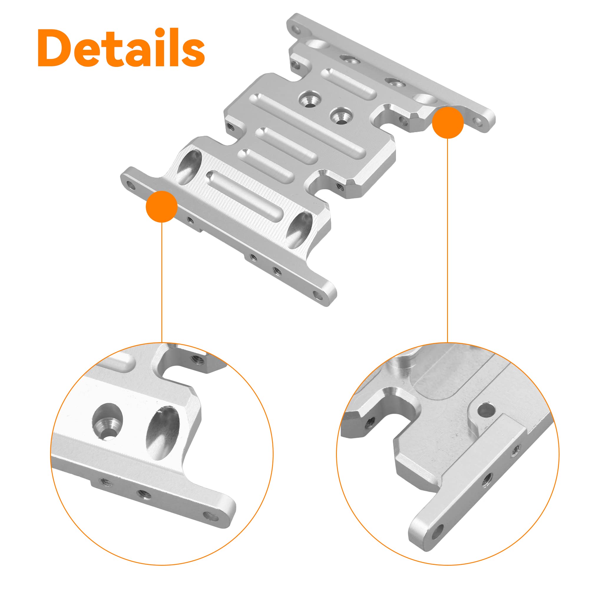 Mxfans RC1:10 Upgrade Alloy Centre Skid Transmission Plate Silver Replacement for AXIAL SCX10 4WD - Image 2