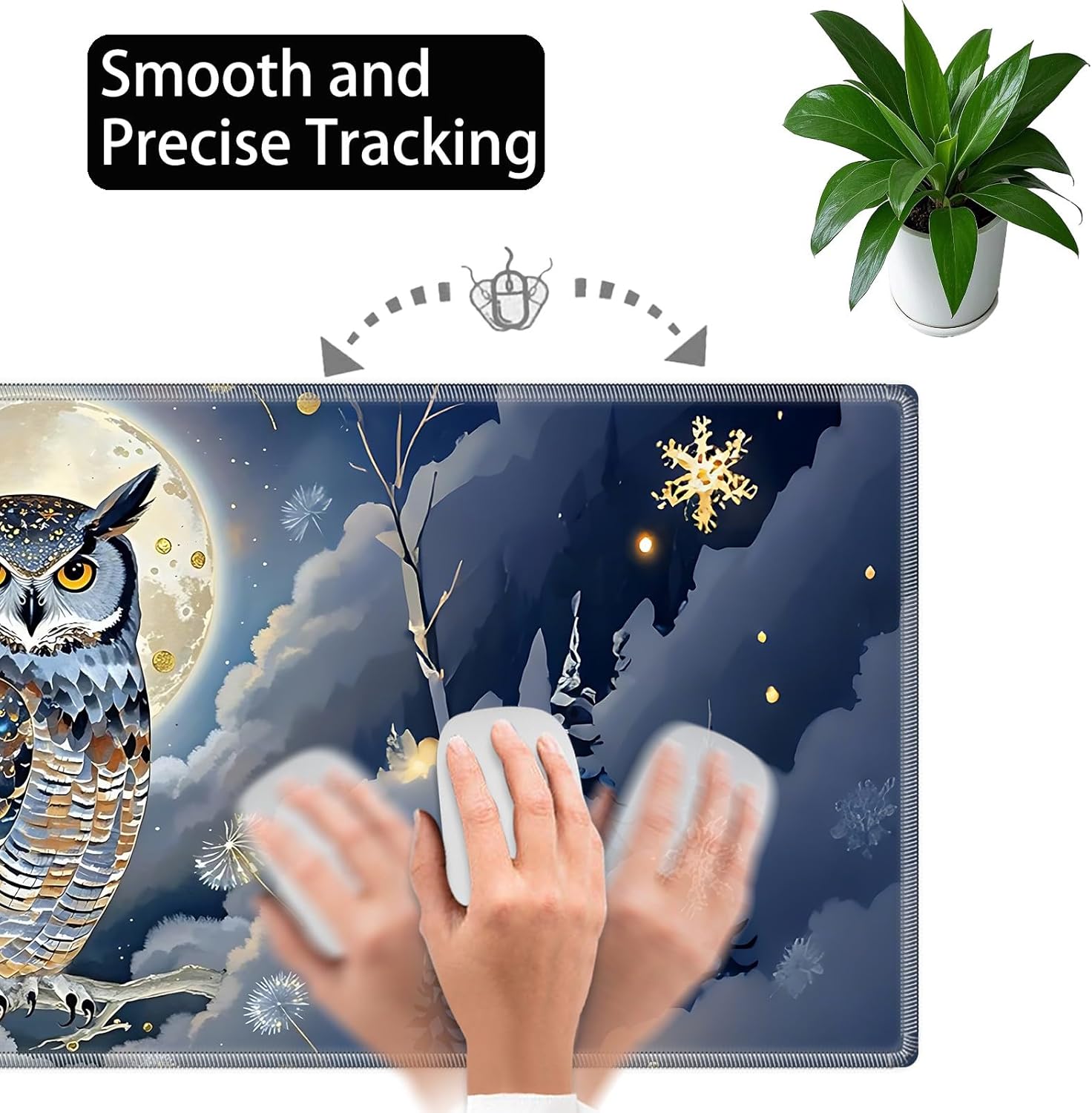 Large Gaming Mouse Pad Set with Wrist Support – 31.5" x 11.8" 4-in-1 XXL Mousepad with Keyboard Wrist Rest, Mouse Wrist Rest & Coaster – Ergonomic Desk Mat for Office, Home – Owl Moon