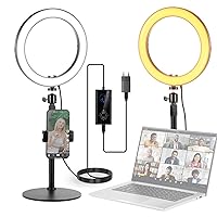 NEEWER 10" 20W LED Ring Light con Supporto da Tavolo e Portatelefono per iPhone Laptop