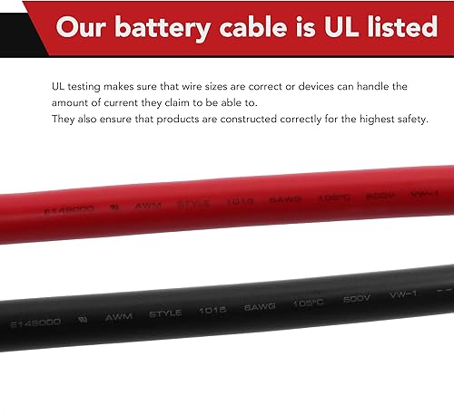 Miniatura 5 de LotFancy - Juego de cables de batería OFC, inversores de corriente, para automóvil, barcos, casa rodante, motocicleta