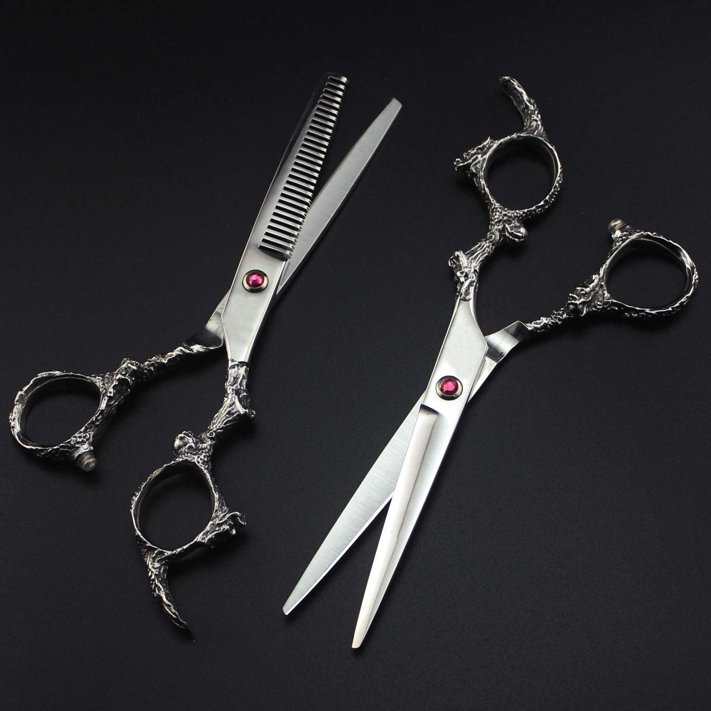 2Pcs / Set Professional 6 Pollici Di Taglio Dei Capelli Borsa in Pelle A Forbice in Acciaio Inox Barber Salon Assottigliamento Strumenti Per Parrucchieri
