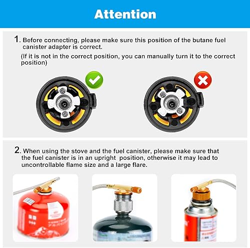 Miniatura 9 de WADEO Estufa de camping resistente al viento de 6800 W, estufa de mochilero con encendido piezoeléctrico y adaptadores de recipiente de combustible,