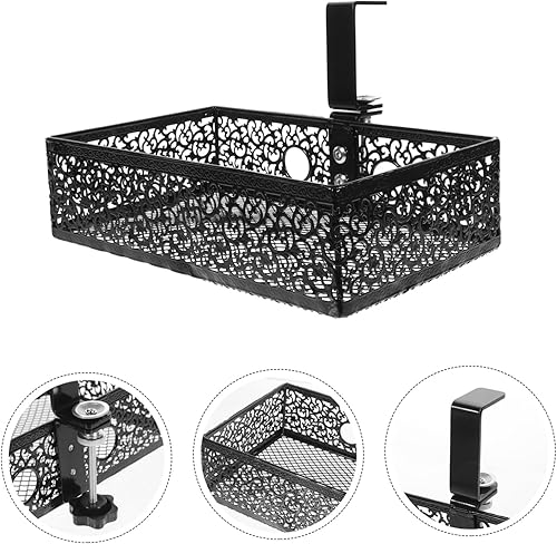 Miniatura 6 de Elegante cesta de almacenamiento para debajo del escritorio, organizador de escritorio de oficina, 5 compartimentos, caja de almacenamiento
