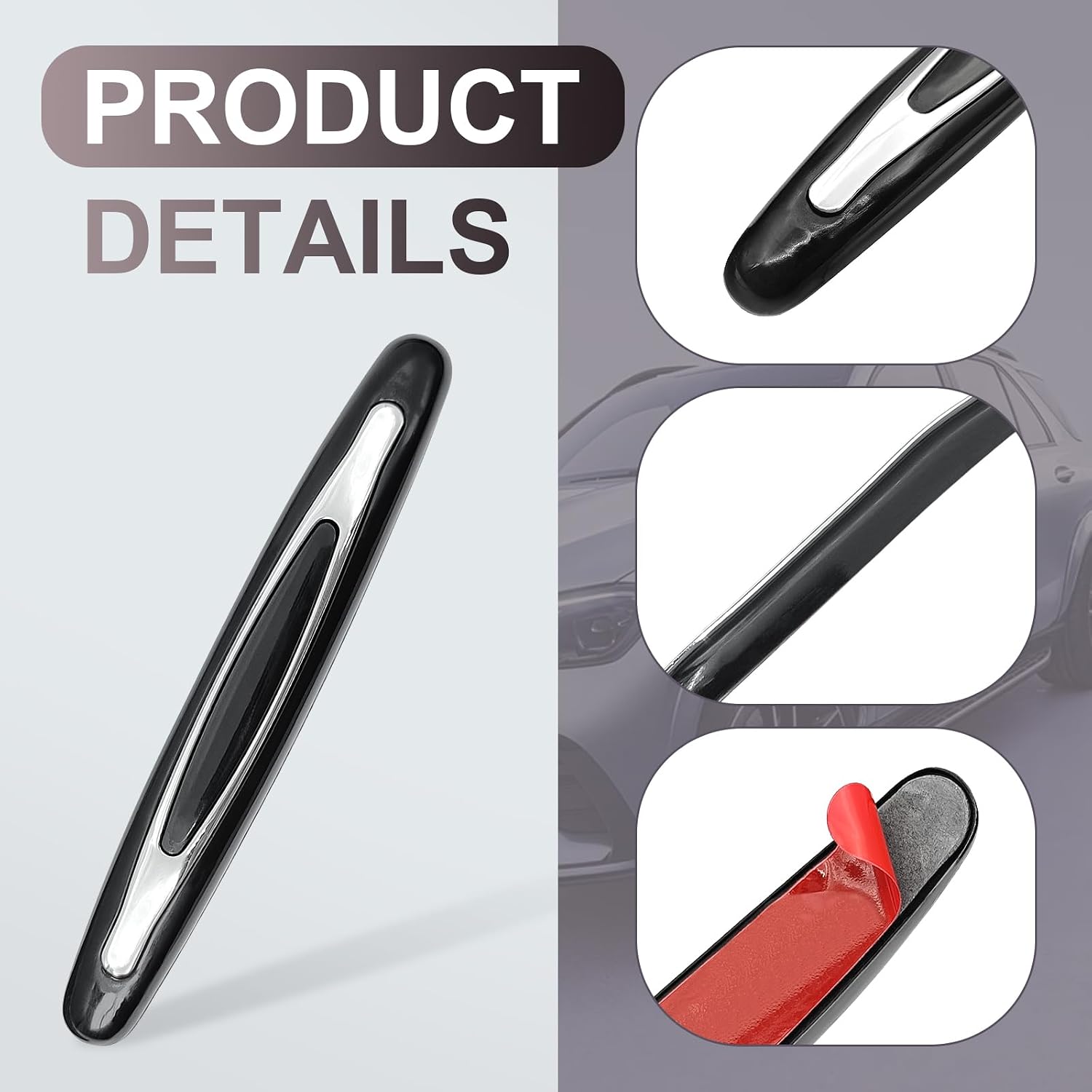4PCS Car Door Edge Guards, Vehicle Side Door Self Adhesive Anti-Scratch Strip Universal Door Guards for Most Cars Trucks SUVs Exterior Car Accessories (Black)