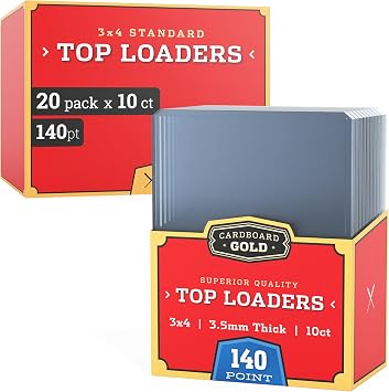 Cardboard Gold 140pt Top Loaders for Cards - Premium 3x4 Inch - 200 Count