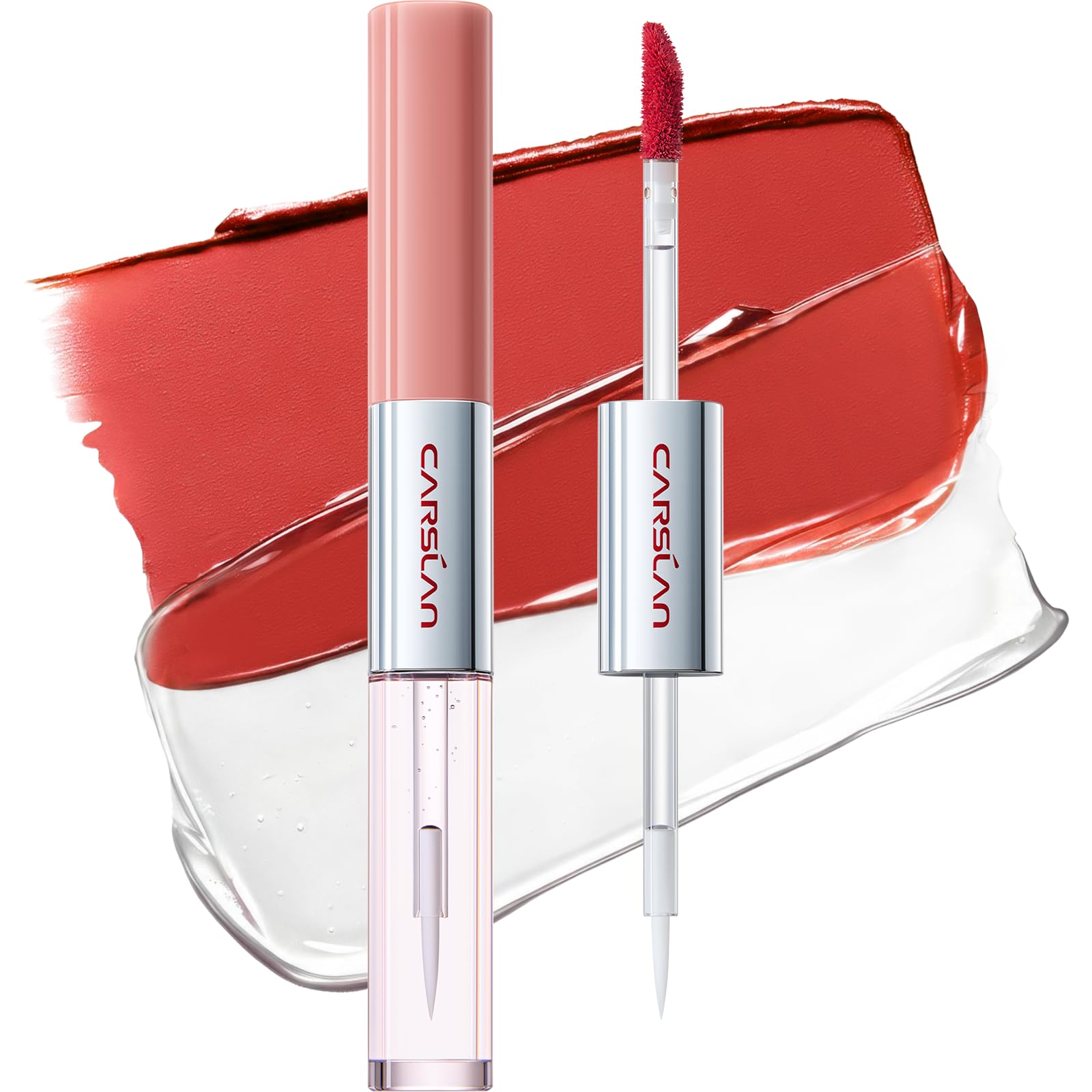 CARSLAN Dual-Ended Lip Stain, Matte Liquid Lipstick & Clear Gloss Top Coat DL05