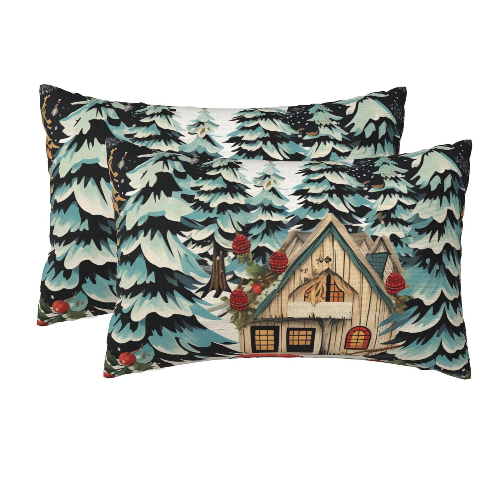 2 Pack Queen Size Pillow Cases for Hair and Skin Soft Breathable Pillow Case Covers with Hidden Zipper Farmhouse Christmas Pillowcase 20x30 Inches Pillow Cover for Sleeping Gift