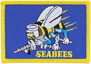 United States Navy USN Seabees Embroidered Patch, with Iron-On Adhesive (Flag)