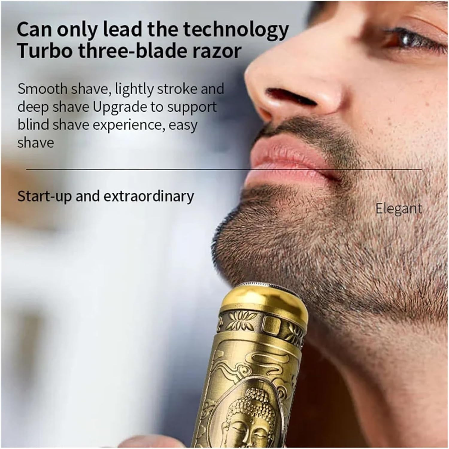 Vintage Rechargeable Shaver Beard Trimmer Machine Metal T9 Hair Trimmer Machine Men‘s Professional Electric Hair Clipper USB(Dragon and Buddha)