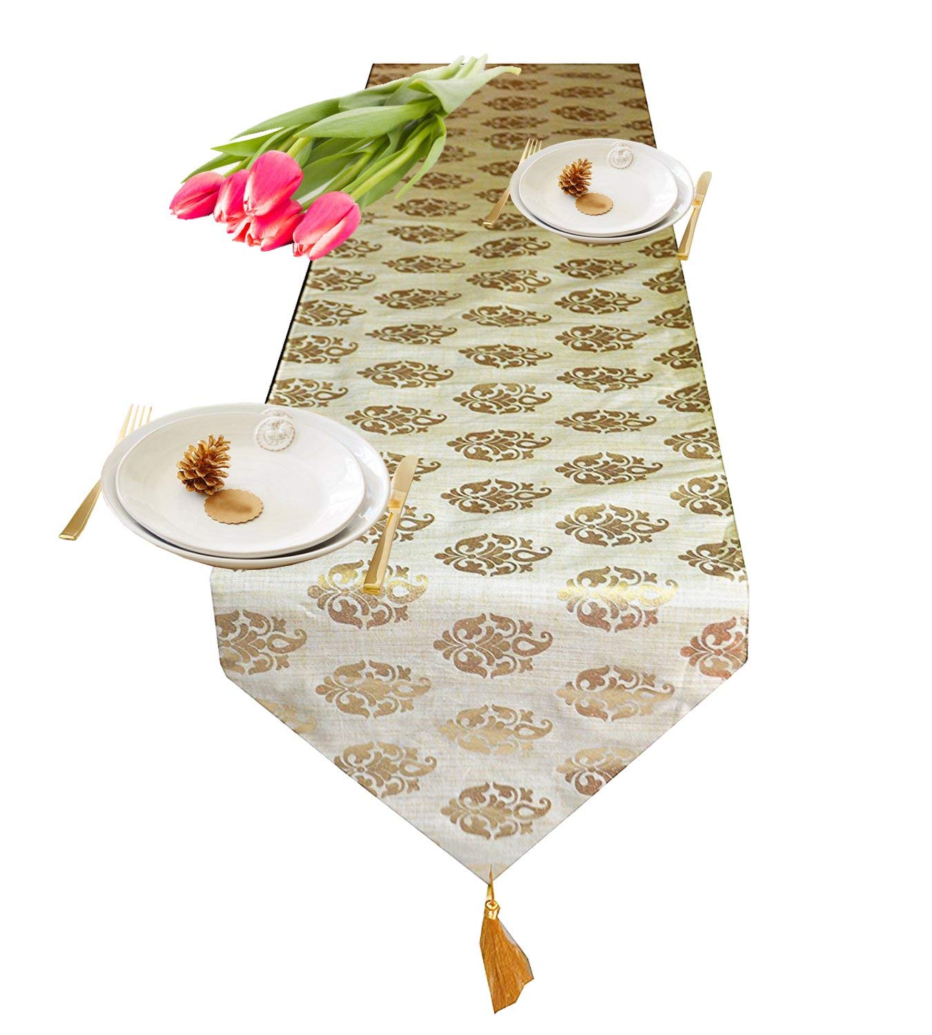 Pink Parrot Table Runner - Elegant Dupion Silk -7