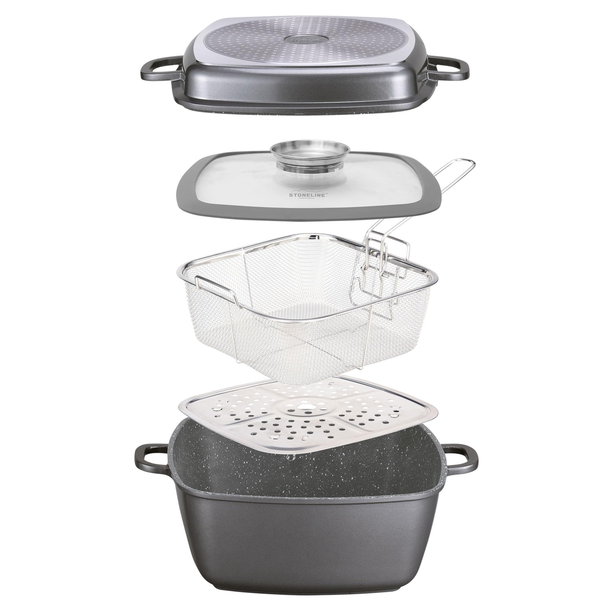 STONELINE Cocotte carrée multi-usage, sauteuse 28 cm, induction
