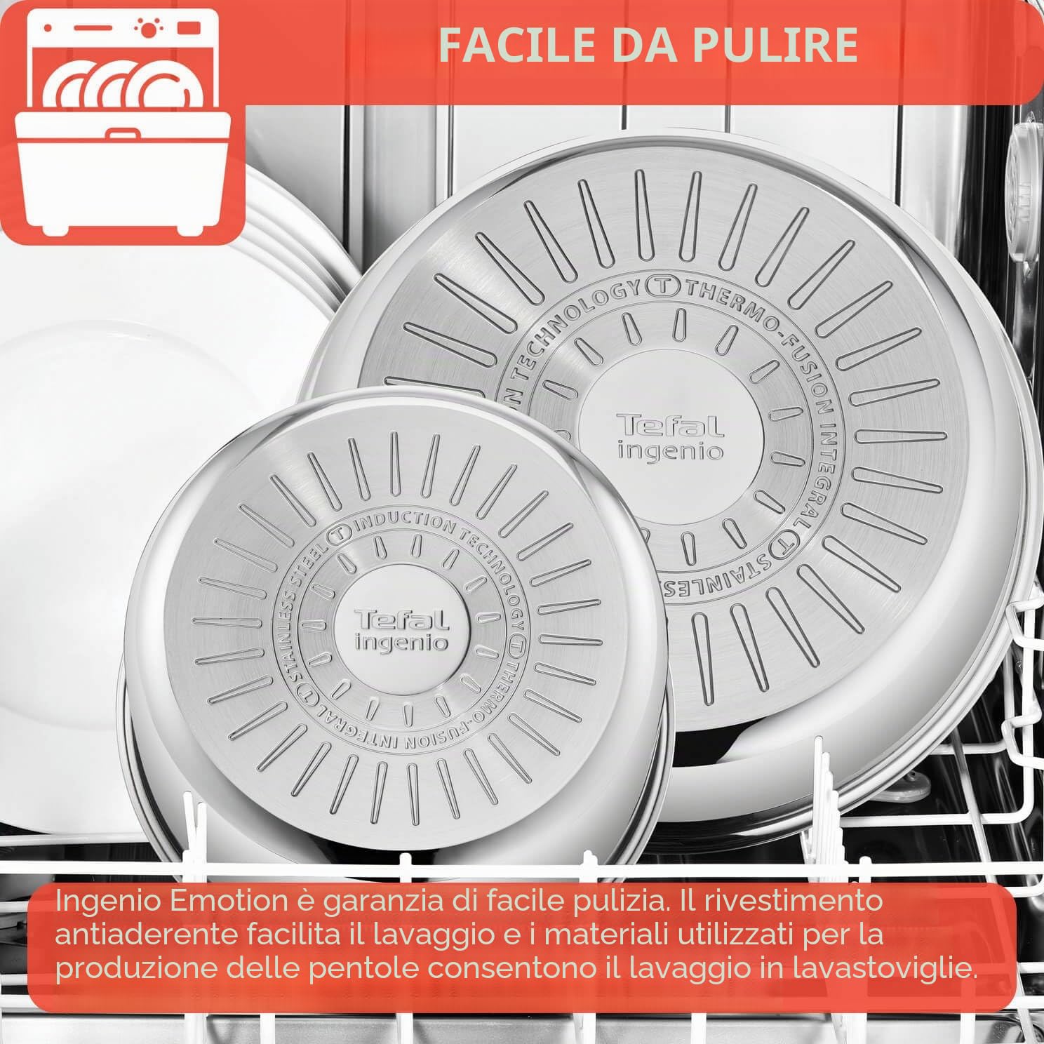 Tefal Ingenio - Set di pentole 20 padelle 2 maniglie rimovibili, induzione, rivestimento antiaderente, impilabile, compatibile con lavastoviglie, Emotion L897SK04