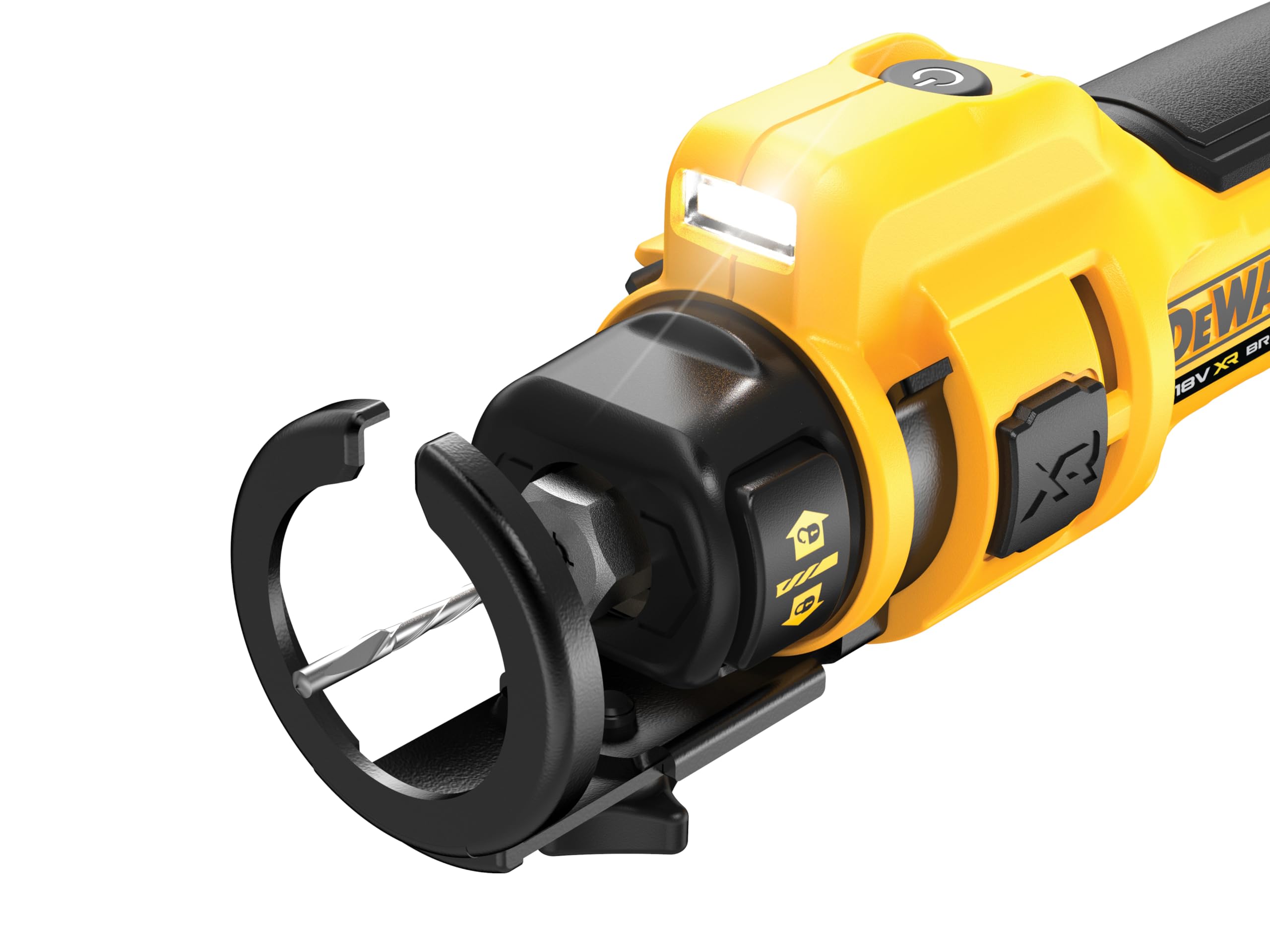 DEWALT DCE555N-XJ XR 18V Sierra de Corte, sin Escobillas para Panel Yeso, 26.000 RPM, Luz LED, Incluye Pinzas 3.2 mm y 6.4 mm