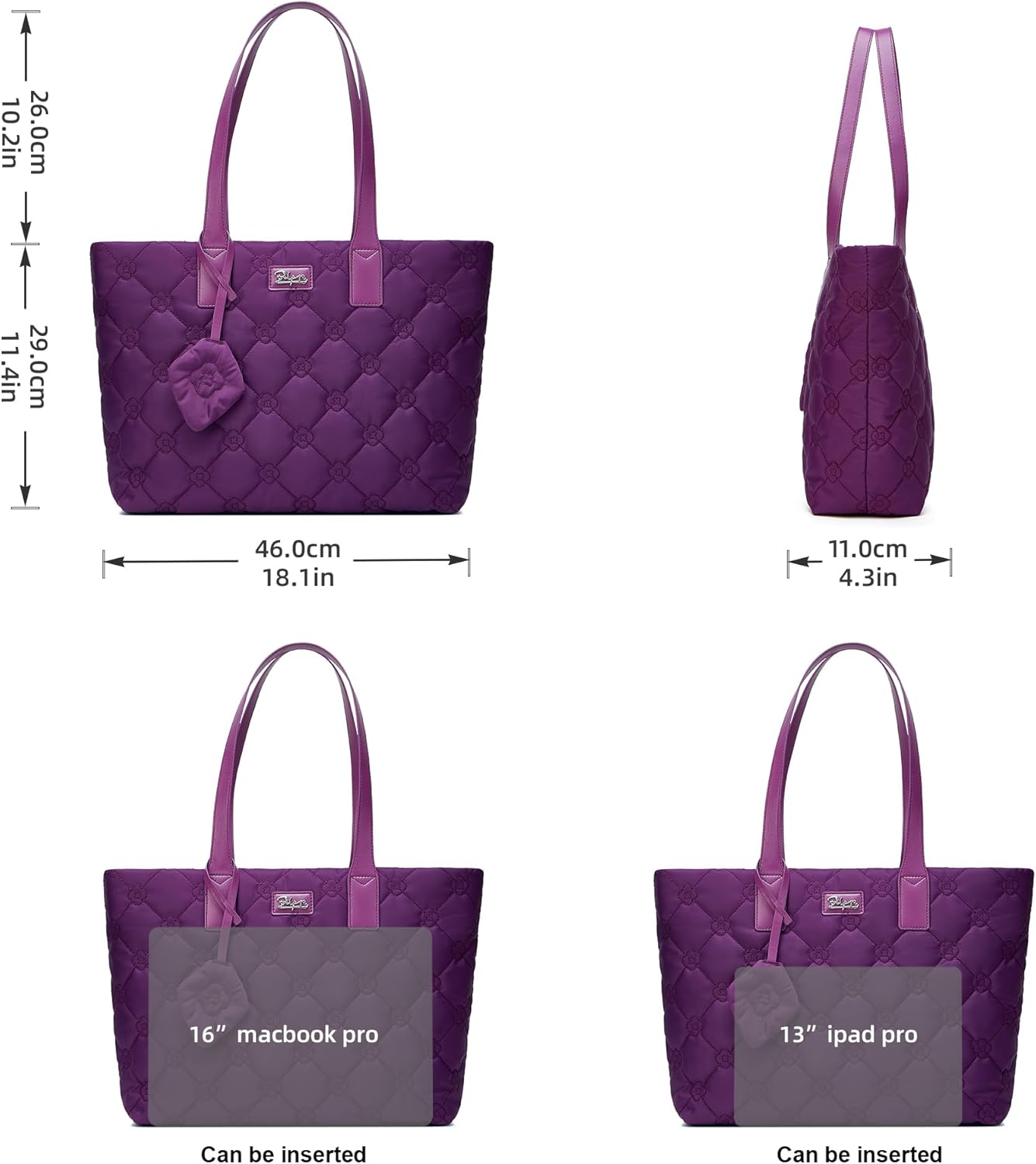 BOYATU Puffer Tote Bag for Women: Quilted Carryall with 15.6" Compartment - Lightweight Work Travel Everyday Shoulder Bag - Image 6