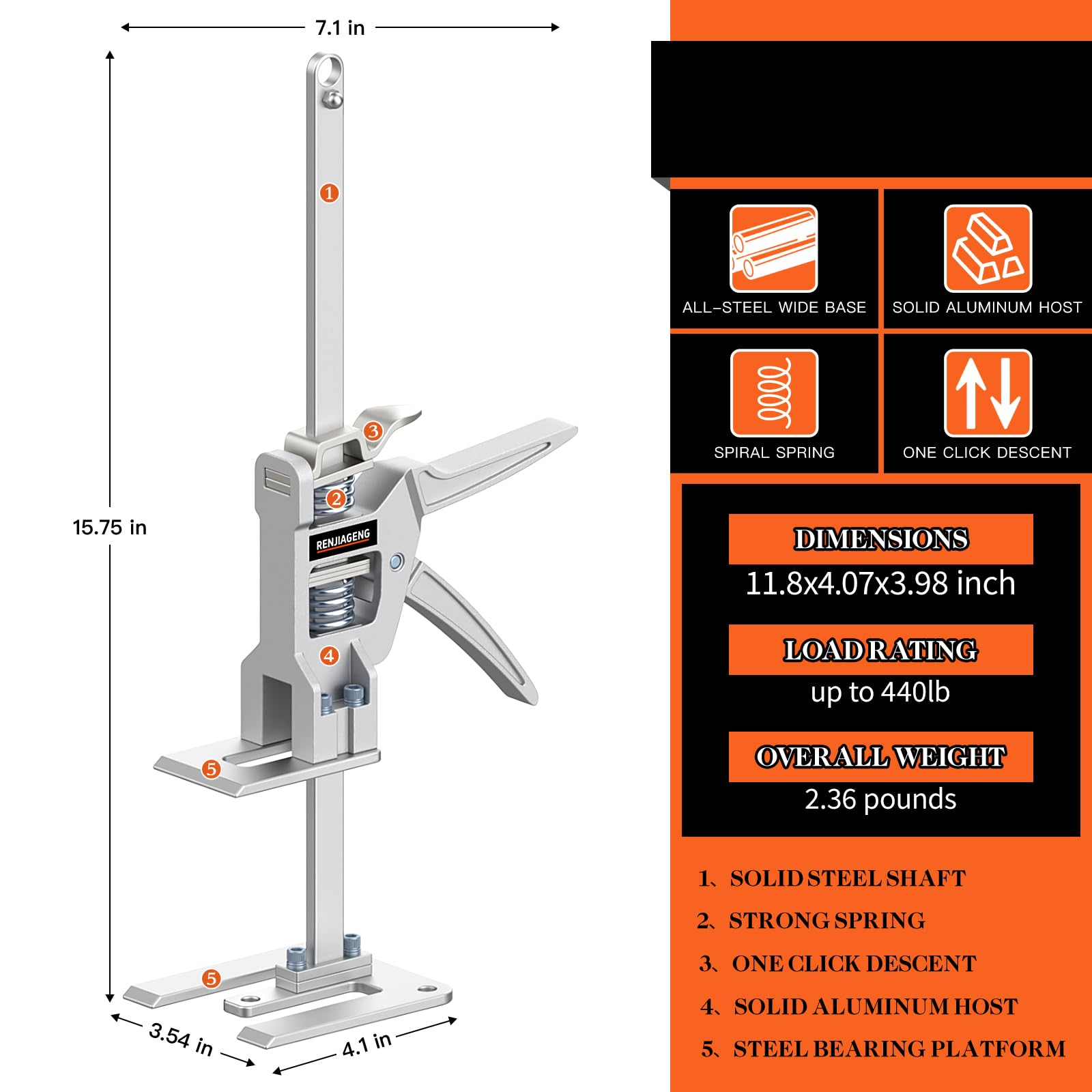 Labor-Saving Arm Jack - Lift Doors, Drywall & Furniture -7
