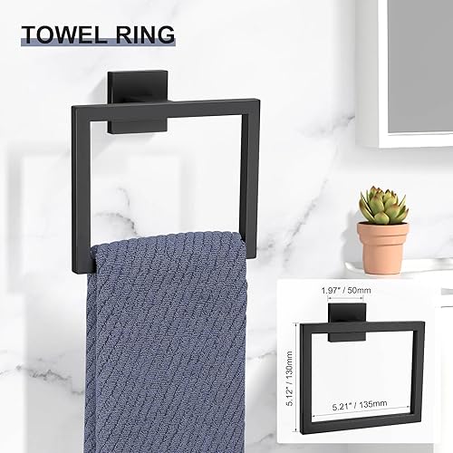 Miniatura 10 de TNOMS - Juego de 5 toallas de baño, juego de accesorios de baño de níquel cepillado para baño, juego de accesorios de baño de acero inoxidable