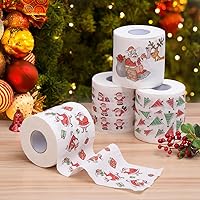 Vista 2 de EXCEART 5 rollos de papel higiénico de Navidad, servilletas desechables impresas para fiestas divertidas de Navidad, decoración de baño