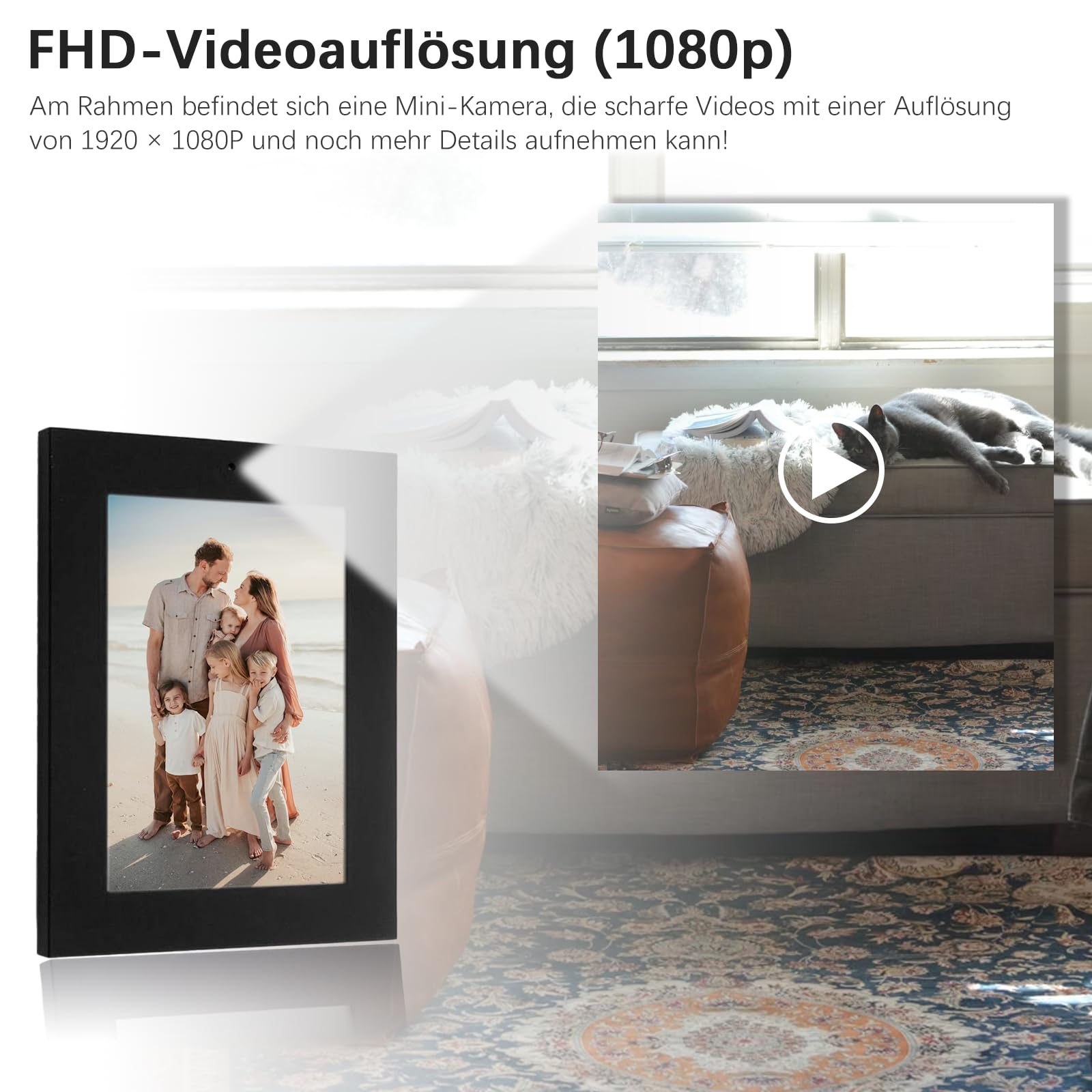 Mini Kamera Bilderrahmen, FHD1080P Überwachungskamera Innen