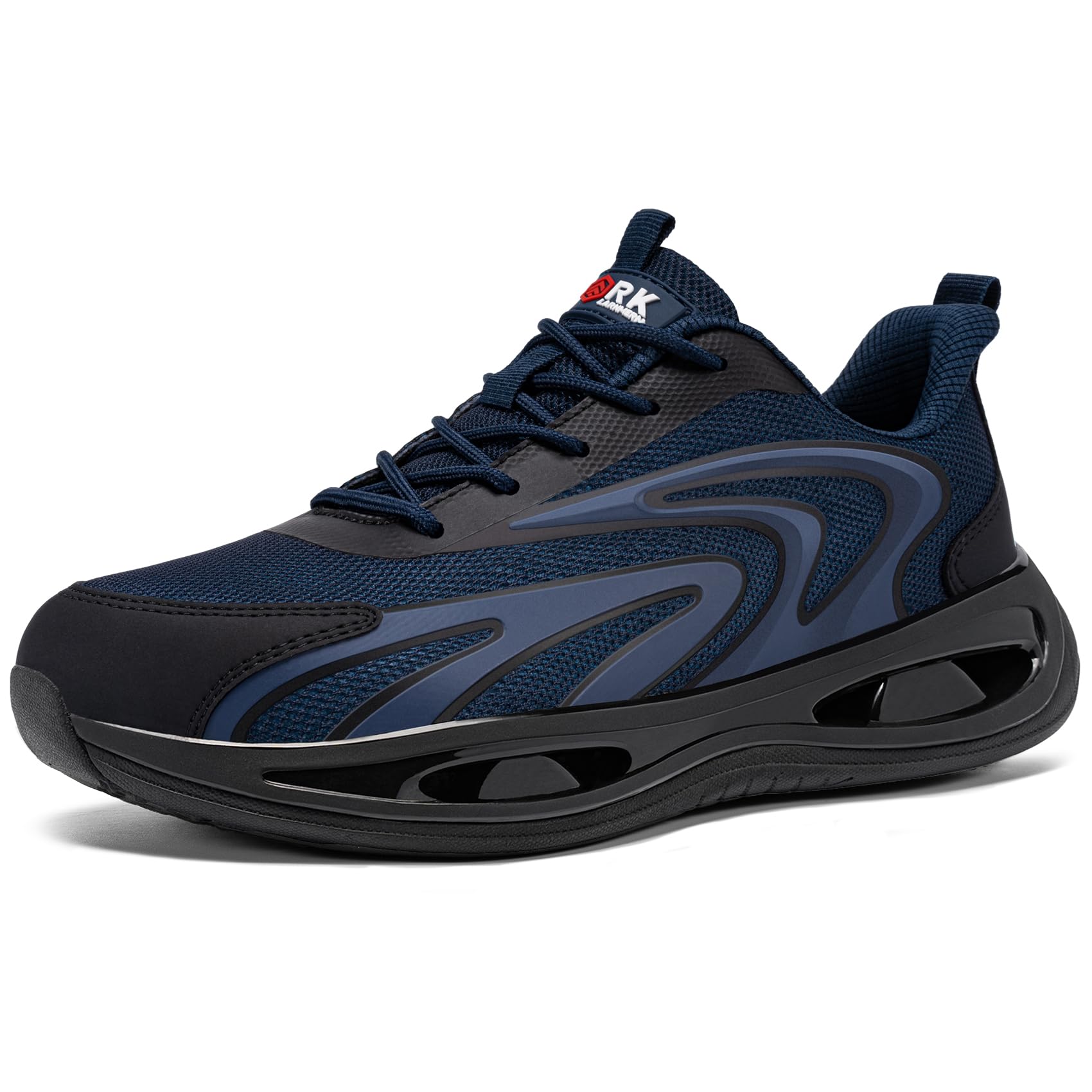 LARNMERN Zapatos de Seguridad Mujer Zapatillas de Seguridad Amortiguación Ligeros Comodidad Transpirabilidad Moda Zapatos de Trabajo(Azul Marino,41EU)