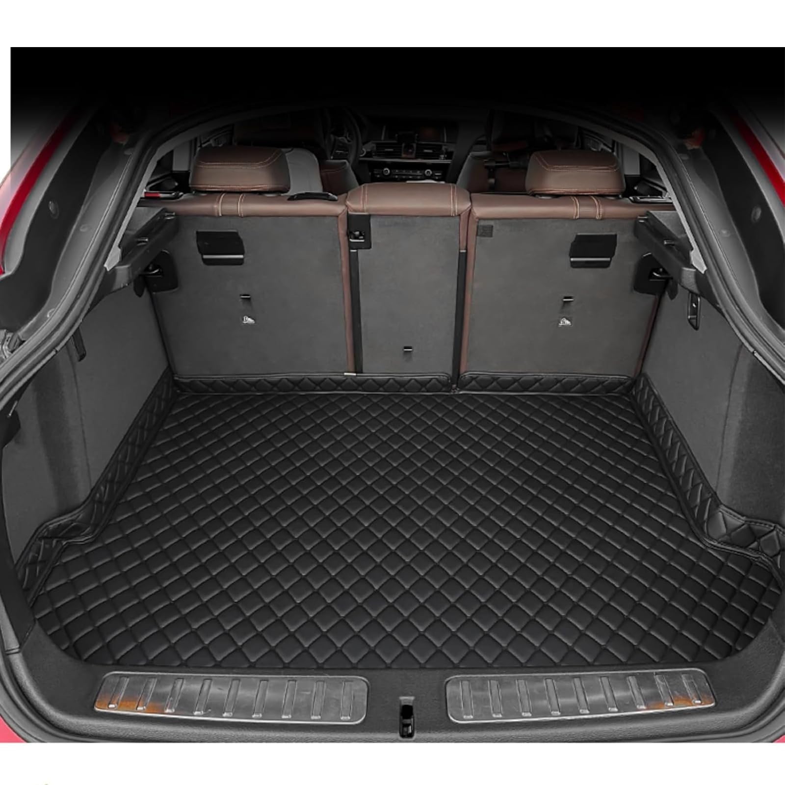 Car Trunk Mats for Mitsubishi ASX (RVR) ASX 2019-2023, Custom Leather Floor Cargo Liners Carpet, Rear Boot Anti-Scratch Luggage Protection Pad Accessories with Raised Edges,A/Black