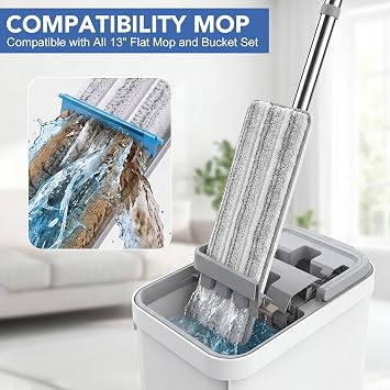 Joymoop フラットモップ対応 モップ交換用パッド 4個パック 13インチ × 4.9インチ ユニバーサルウォッシャブル マイクロファイバー モップヘッドリフィル ウェット&ドライクリーニング用 傷がつかない ハードウッド&タイルの床用