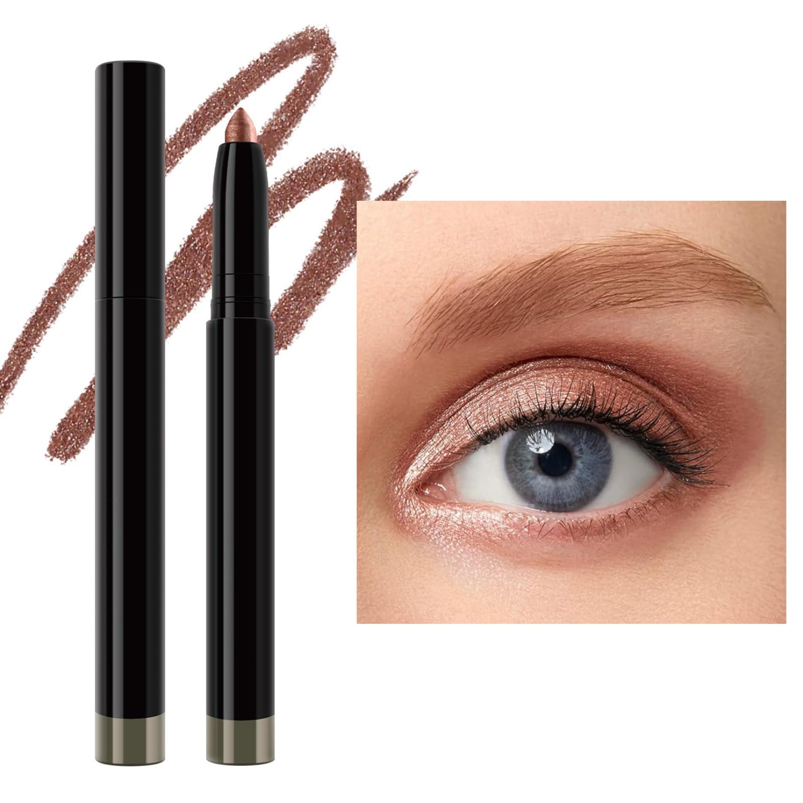 SilvercellEyeshadow Stick Long Lasting Shimmer, Glitter Eyeliner Cream Highly Pigmented, Waterproof Eye Shadow Pencil Metallic Pearlescent, Eye Highlighter Stick Easy to Apply Festival Makeup (03#)