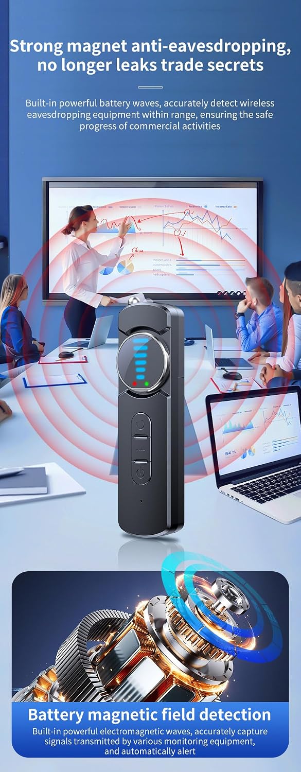 Hidden Camera Detector, RF Bug Finder, Portable Accurate WiFi Signal Scanner for False Alarm Reduction, Privacy Protection Detector for Hotel Stays, Travel & More