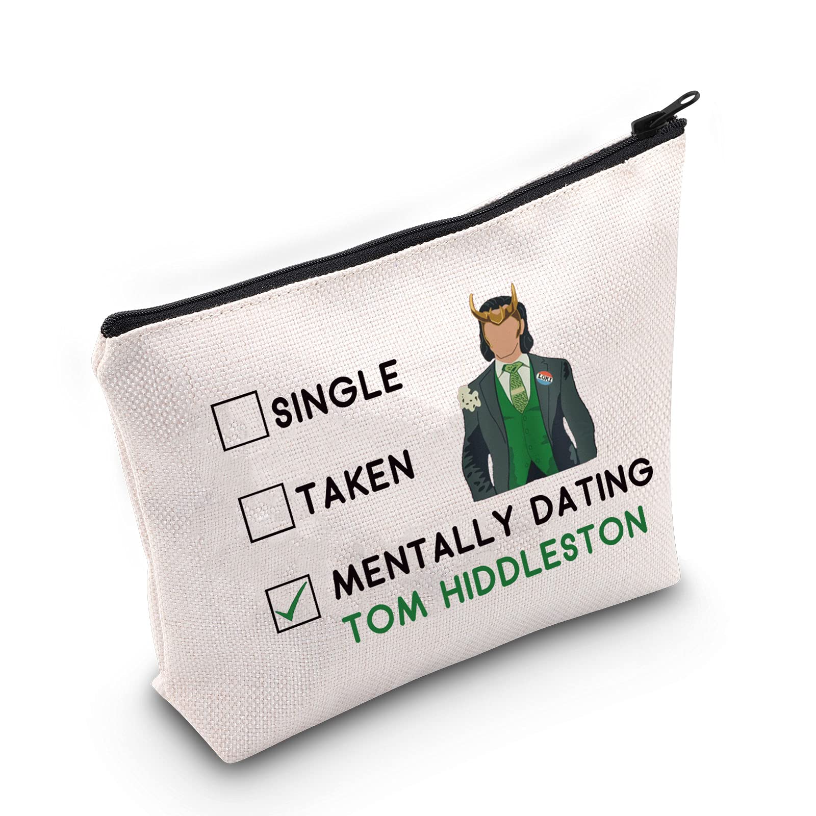 G2TUP Single Taken Mentally Dating Tom H Makeup Bag Tom H Fan Gift God of Mischief Cosmetic Bag with Zipper, Mentally Dating Tom H White Bag