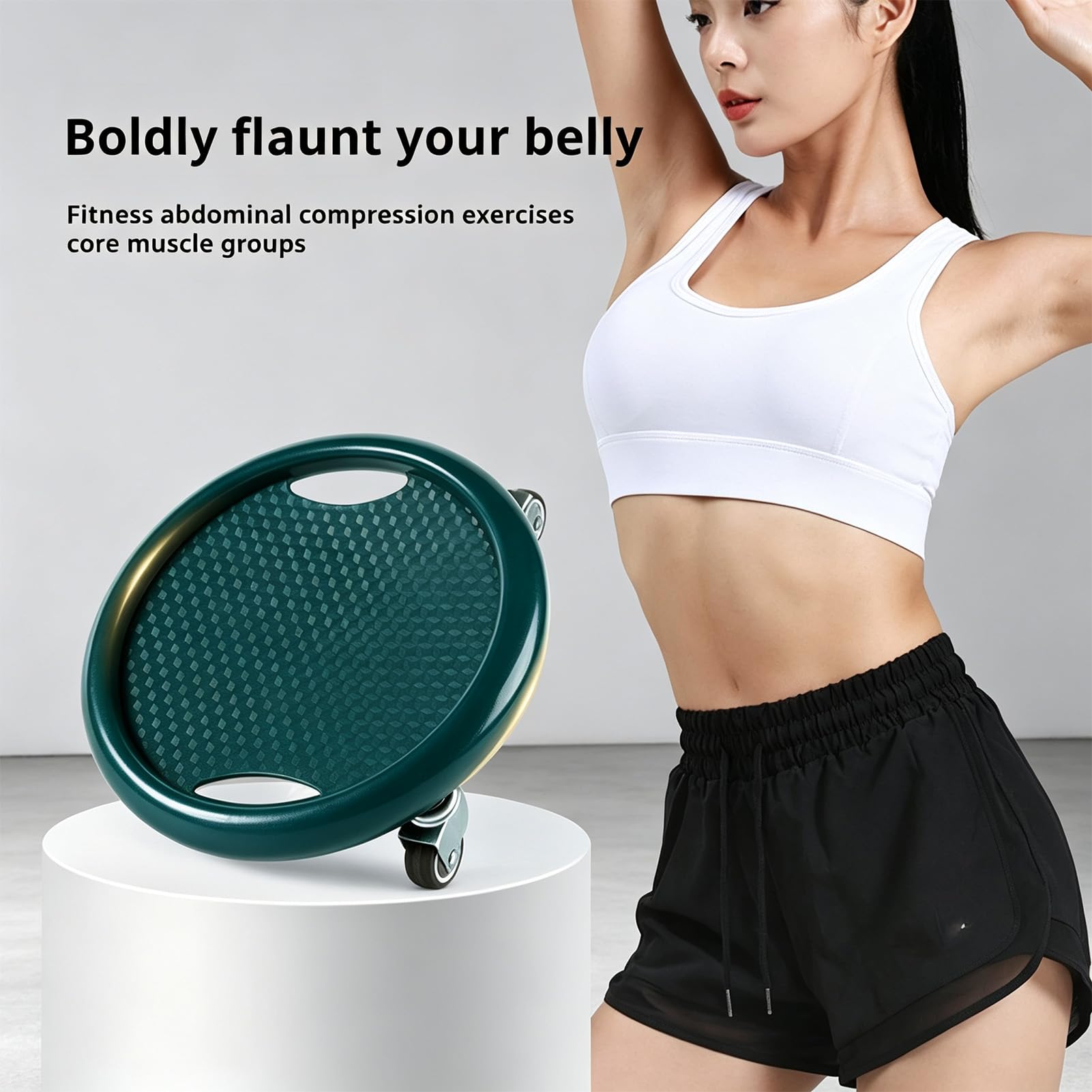 Abdominal Roller Wheel Disc with Knee Mat, 4-Wheel Ab Machine for Home