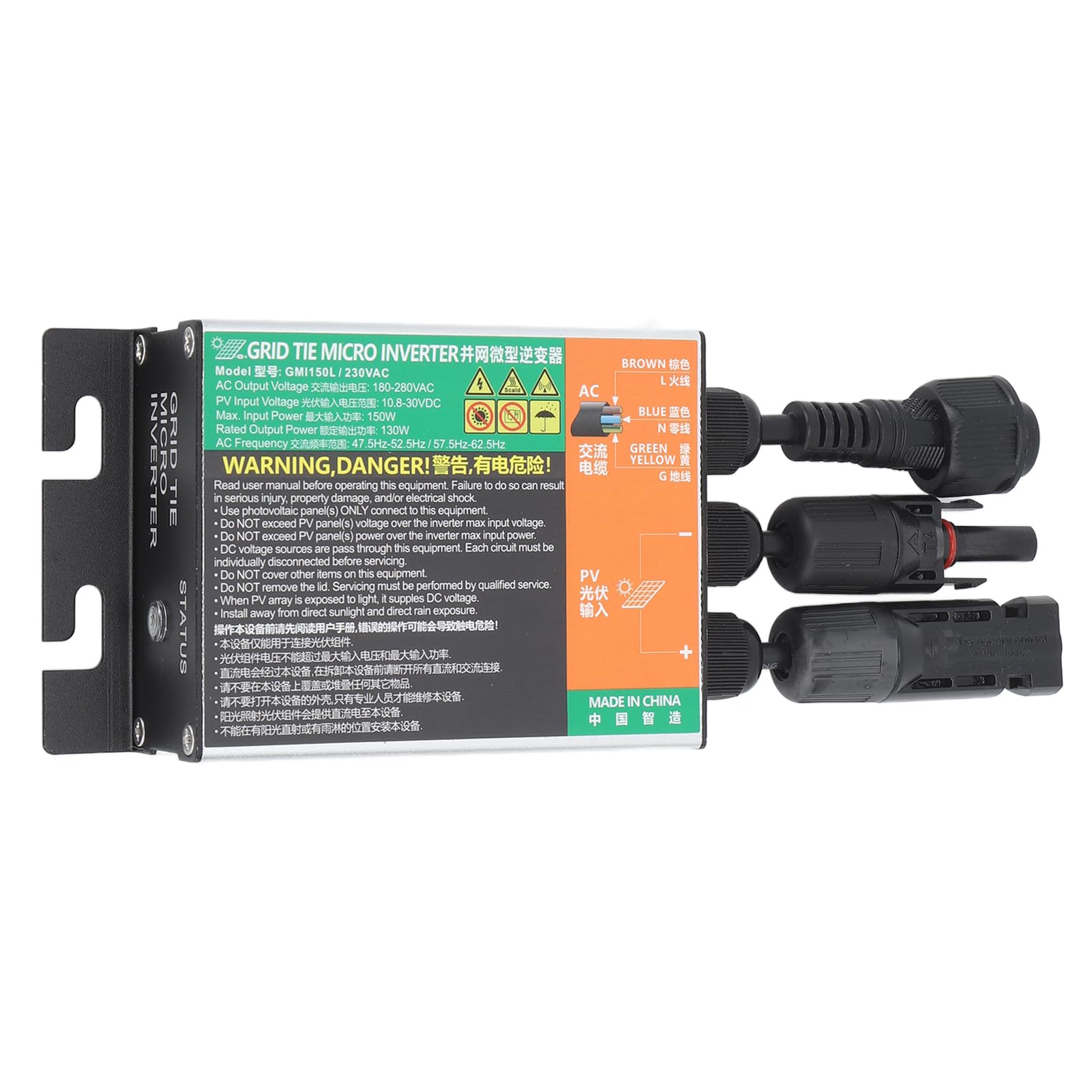 Microinversor de 150 W, Resistente al Agua, aleación de Aluminio, conexión a Red Solar, microinversor de Onda sinusoidal para el hogar