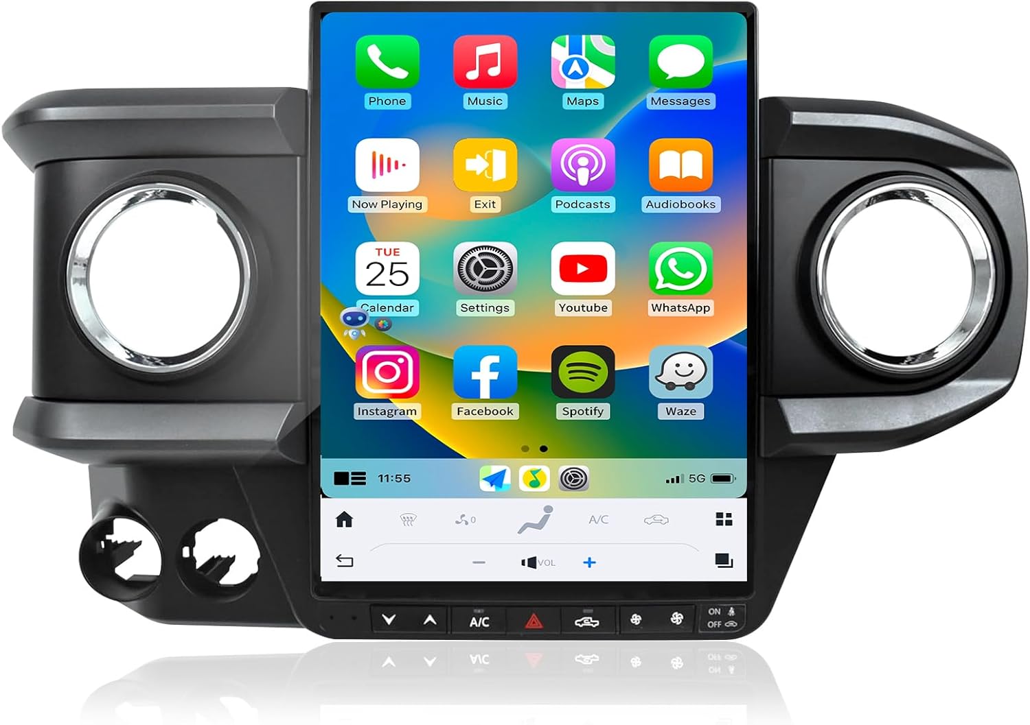 Qualcomm Car Radio for Toyota Tacoma 2016-2023 Stereo Replacement Head Unit 13.8 Inch 2K IPS Touch Screen Tesla Style Carplay Android Auto GPS Navigation