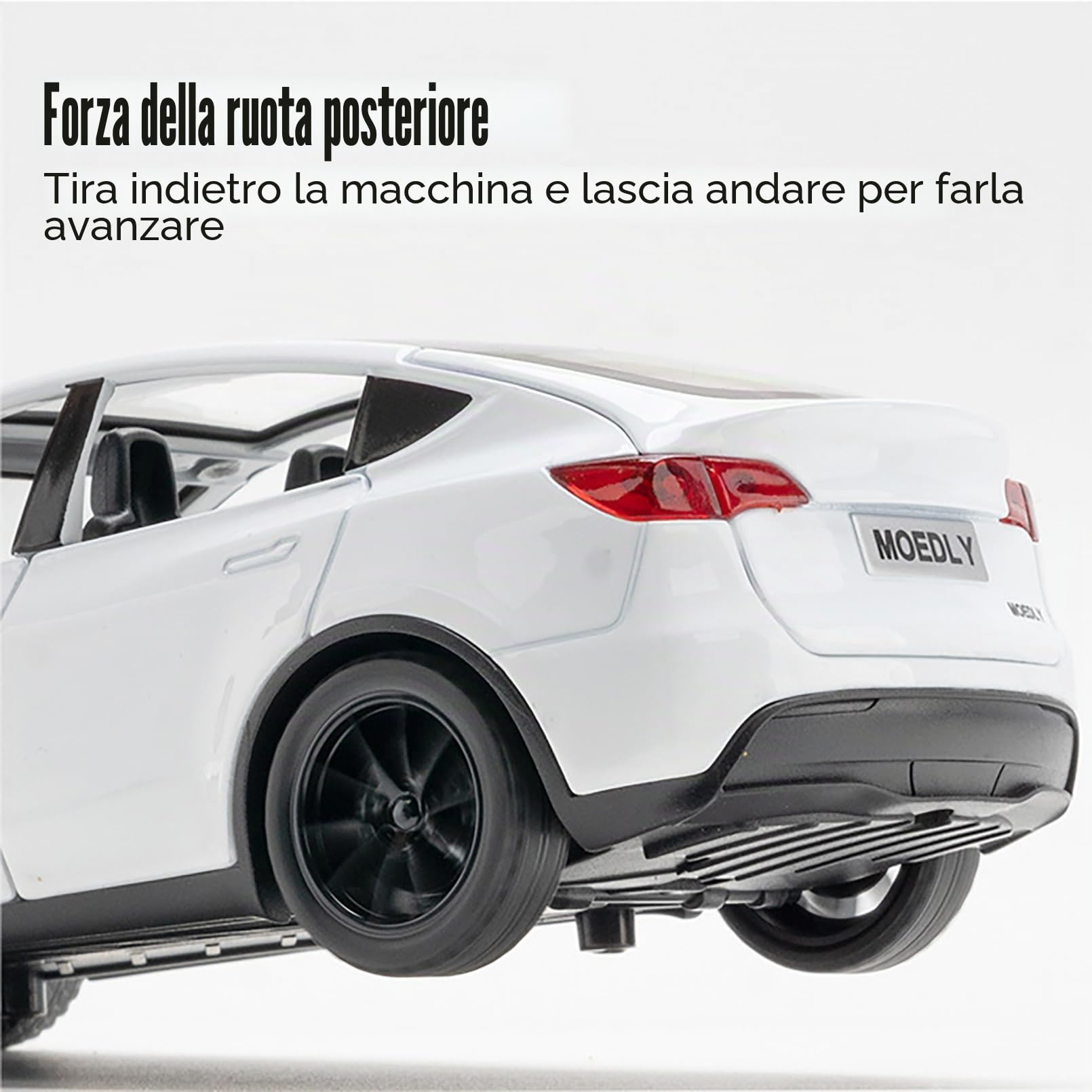 Tesla Model Y 1:32 Modellino Macchinina con Luce e Musica, Funzione Pull-Back, Lega Pressofusa, Ideale per Bambini dai 3 anni e Collezionisti (Bianco)