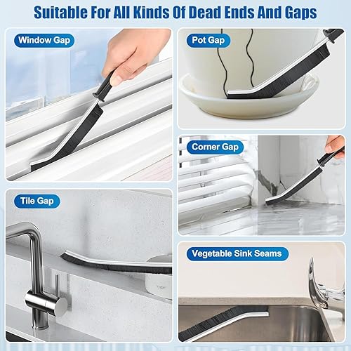 Miniatura 2 de Cepillo de limpieza de hendiduras, cepillo de limpieza de grietas de cerdas duras, herramienta de cepillo de limpieza de huecos de baño, cepillo de