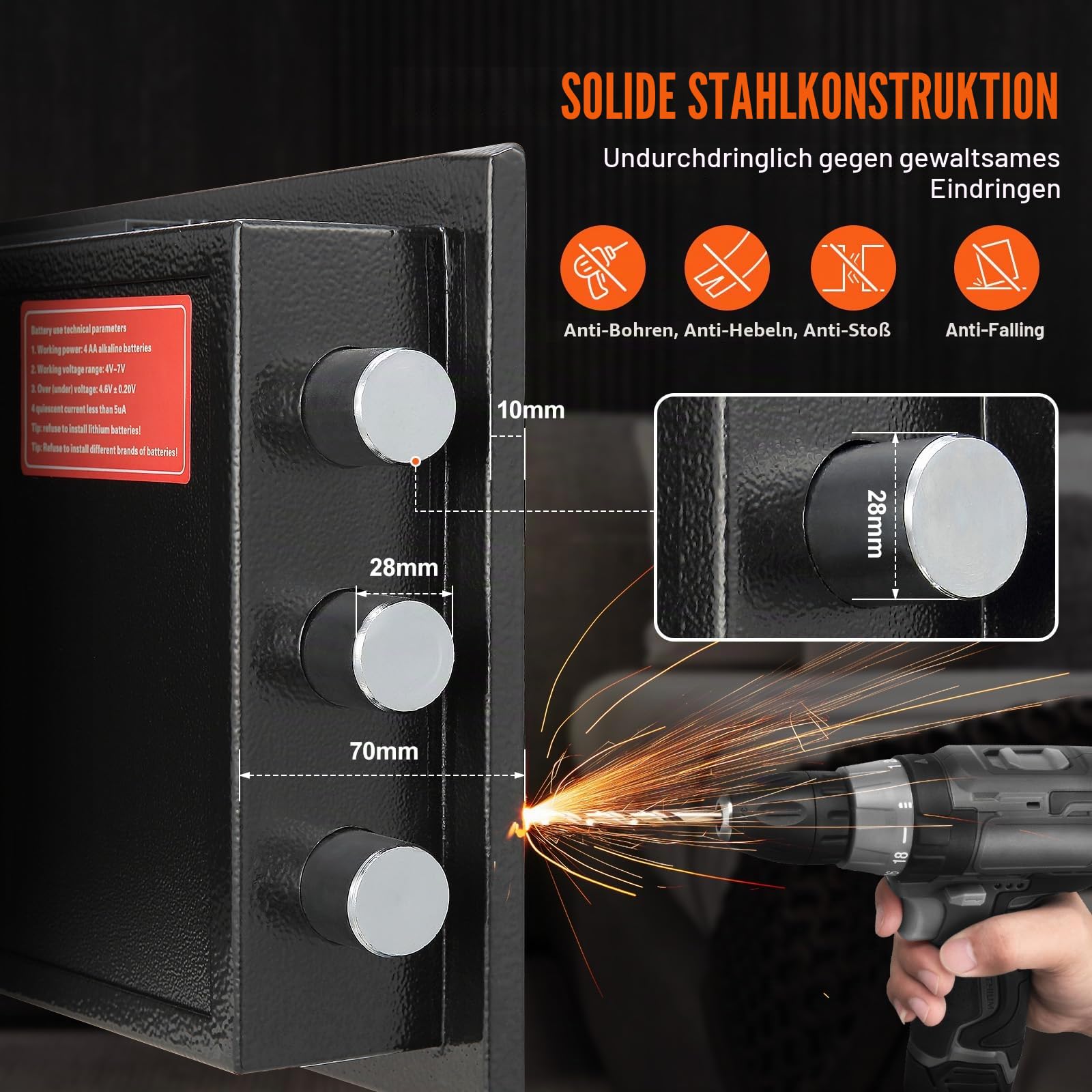 VEVOR 1,7 L Depository Safe, Deposit Safe mit Drop-Slot, elektronischem Codeschloss und 2 Notfallschlüsseln, 30 x 35 x45 cm, Geschäftssafe für Bargeld, Post zu Hause, Hotel, Büro