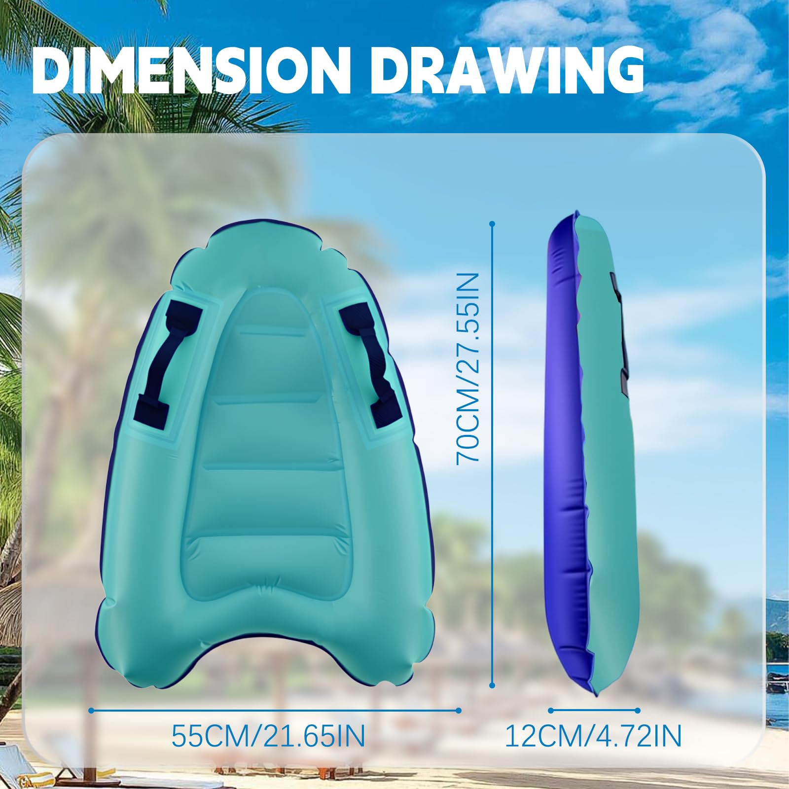 Shyllin Tabla de Surf Inflable para Niños 70 x 55 x 12 cm Bodyboard Hinchable con Asas Portátil