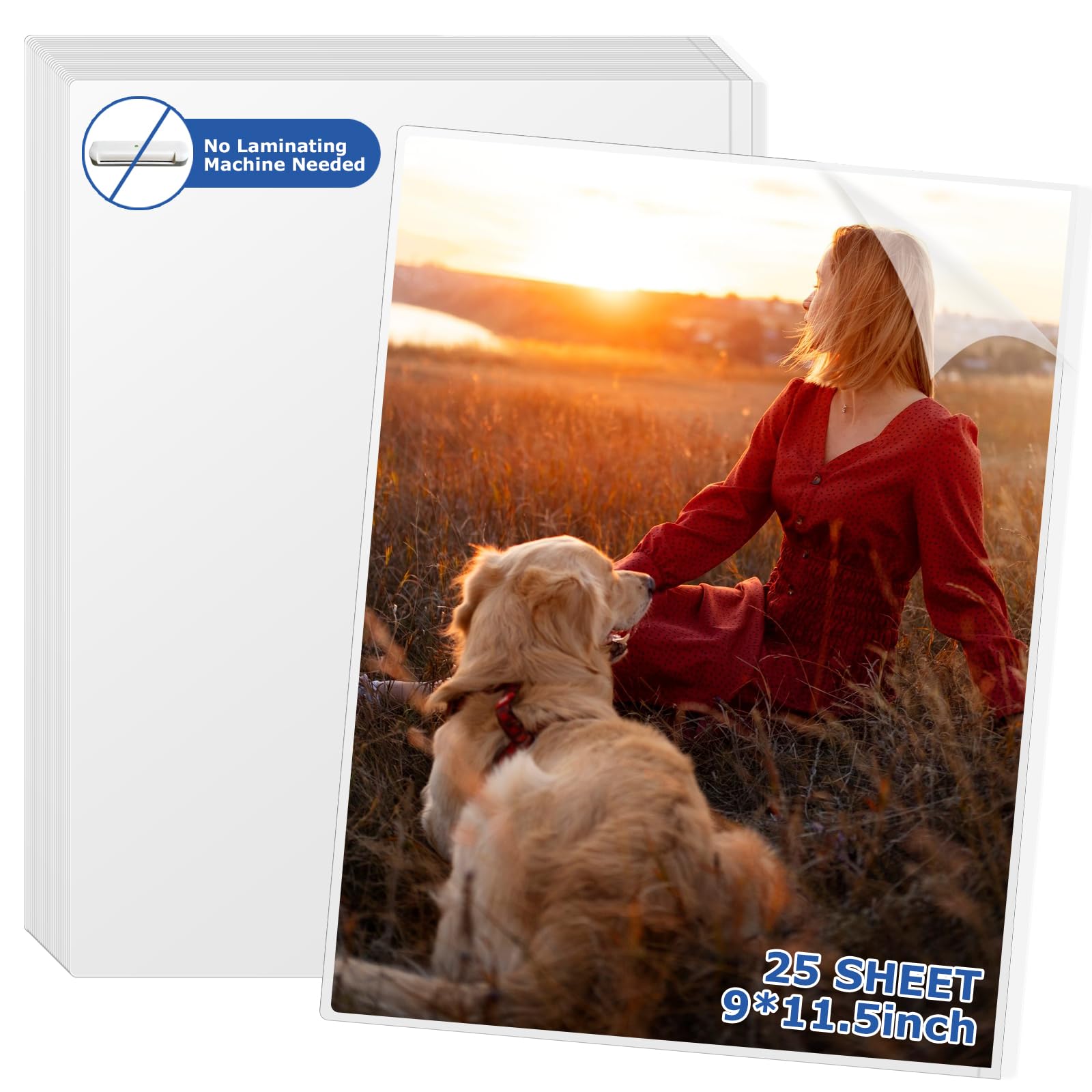 25 Pieces Self Seal Laminating Pouches 9x11.5 Self Adhesive Laminating Sheet No Heat No Laminating Machine Needed for Letter Size Card