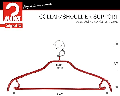 Miniatura 5 de MAWA by Reston Lloyd Silhouette Series - Percha antideslizante para ahorrar espacio con barra y gancho para pantalones y faldas, estilo 41FRS, juego