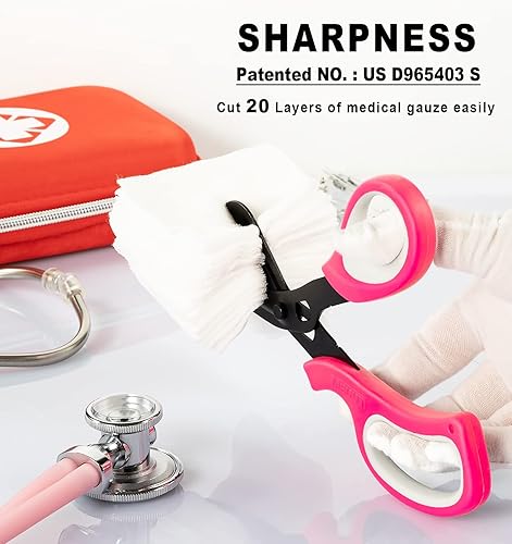 Miniatura 84 de MEUUT Paquete de 2 tijeras médicas para enfermeras, tijeras de vendaje patentadas con cuchillas antiadherentes, tijeras de grado quirúrgico, tijeras