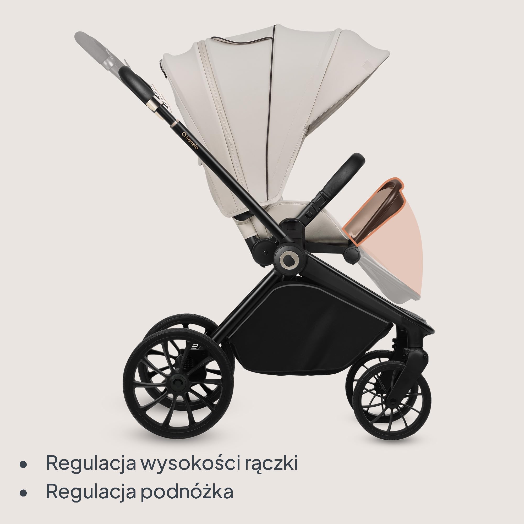 LIONELO MIKA PLUS Wózek Spacerowy Dziecięcy 6-48 miesięcy do 22 kg, Regulacja Oparcia i Podnóżka, Amortyzacja, Obrotowe Koła PU 360° Wodoodporna Budka XXL, UPF50+