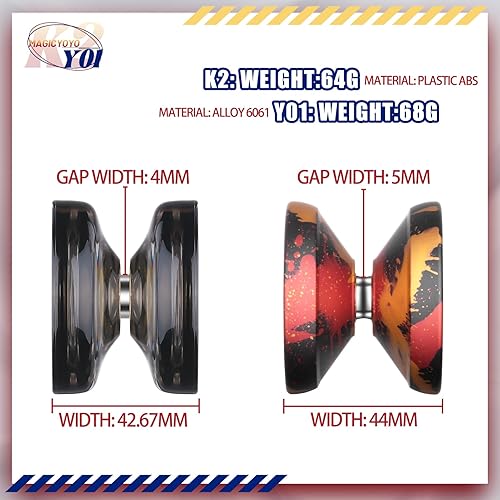 Miniatura 4 de Paquete de 2 Yoyos, K2 Responsive Yoyo para niños principiantes - Yoyo de plástico de doble propósito + Yoyo Yoyo Yoyo avanzado Yoyo profesional