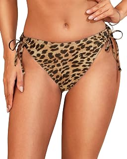 Zmart String Tie Side Bikini Bottoms - Women Full Coverage Swimsuit Bottom Mid Rise Mid Waist Swim Bathing Suit Bottom